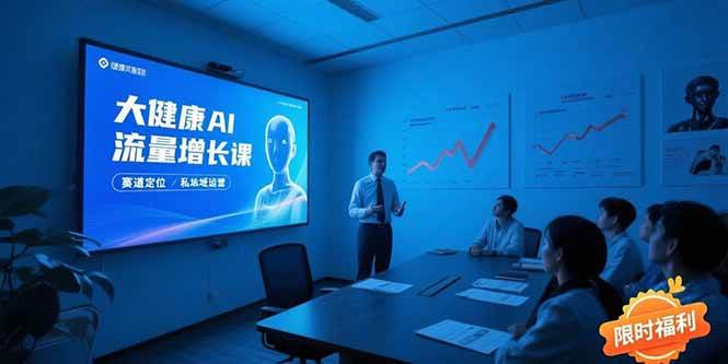 【18737】大谦大健康AI流量增长课，赛道定位方法论，AI数字人内容生产，私域转化运营