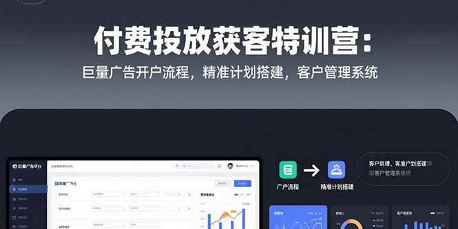 【18778】付费投放获客特训营：巨量广告开户流程，精准计划搭建，客户管理系统