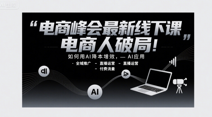 【18803】电商峰会最新线下课，电商人破局，如何用AI降本增效，AI应用-全域推广-直播运营-付费流