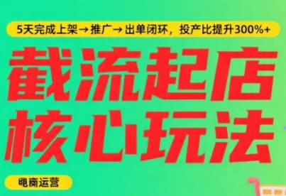 【18846】淘宝截流快速起店玩法，掌握暴力快速起店的流程，5天完成上架-推广-出单闭环
