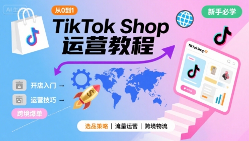 【19089】梨子姐姐TikTok Shop从0到1运营教程，TikTok跨境电商新手必学课程