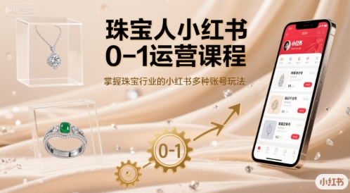 【19259】珠宝人小红书0-1运营课程，掌握珠宝行业的小红书多种账号玩法