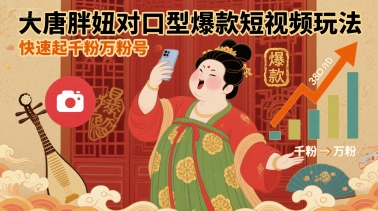 【19389】大唐胖妞对口型爆款短视频玩法，快速起千粉万粉号