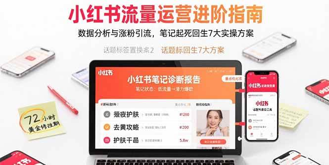 【19421】清鱼小红书流量运营进阶指南，数据分析与涨粉引流，笔记起死回生7大实操方案