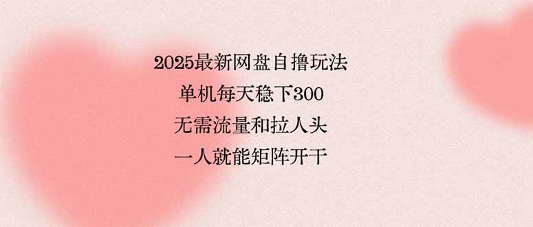 【19432】2025最新网盘自撸玩法，单机每天稳下3张，无需流量和拉人头