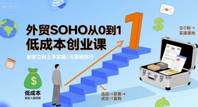 【19542】外贸小花学姐外贸SOHO从0到1低成本创业课，能够立刻上手实操与落地执行
