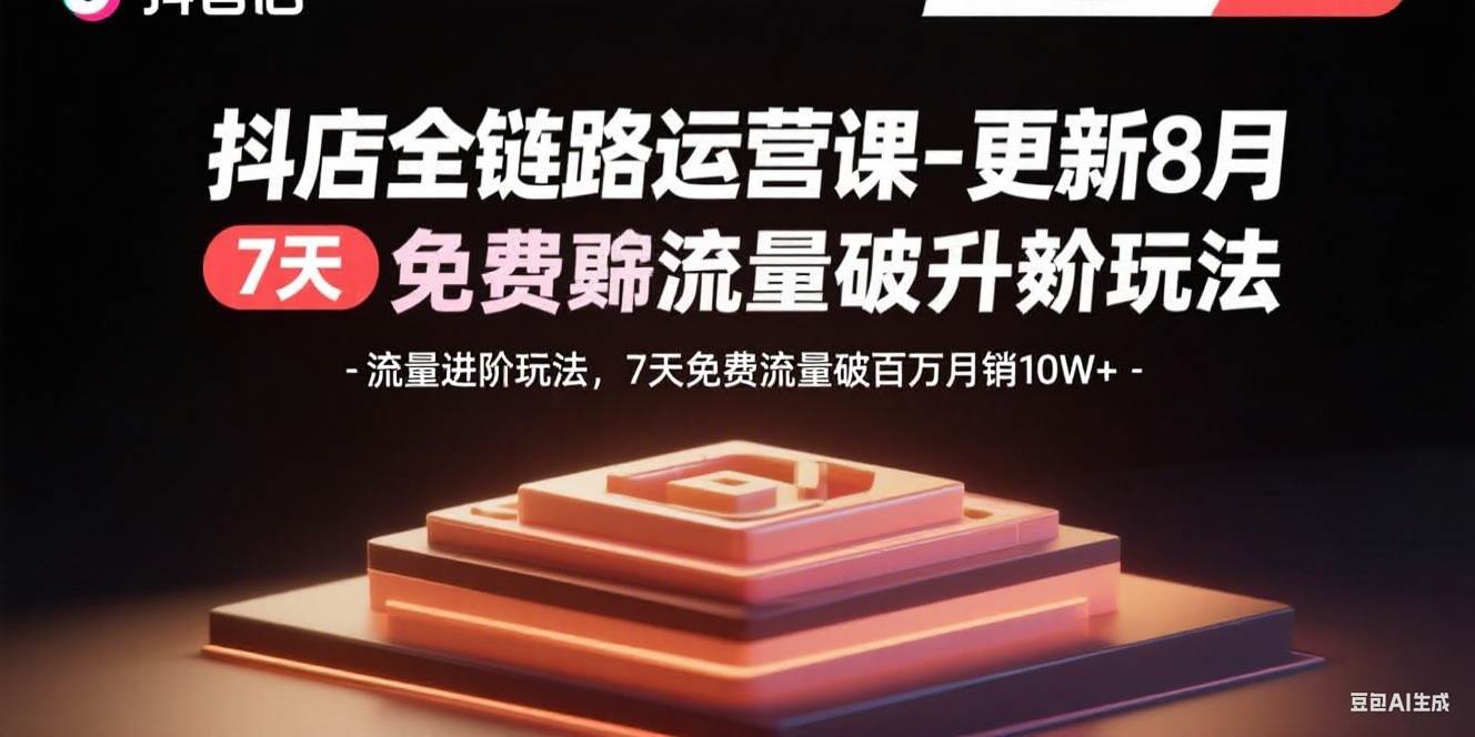 【19547】蓝狐电商抖店全链路运营课-更新8月：流量进阶玩法，7天免费流量破百万月销10W+