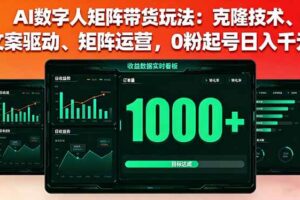 【19729】星幻AI数字人矩阵带货玩法：克隆技术、文案驱动、矩阵运营，0粉起号日入千元