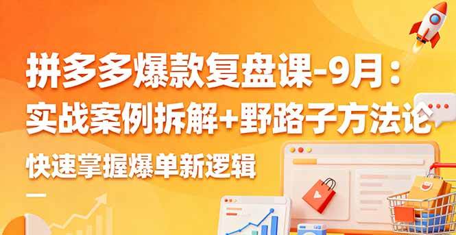 【19863】纪主任拼多多爆款复盘课-9月：实战案例拆解+野路子方法论，快速掌握爆单新逻辑
