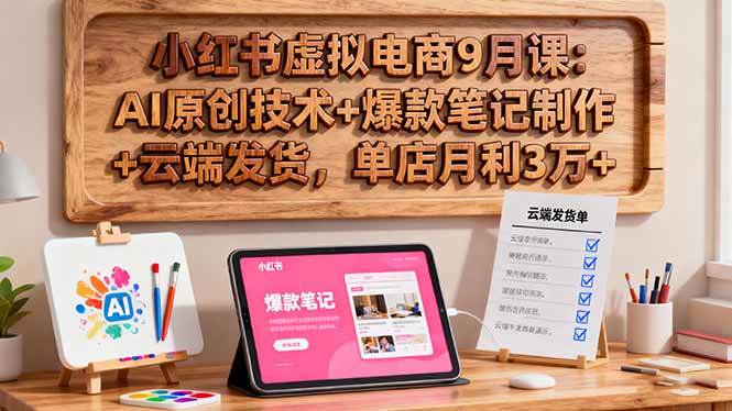 【19971】陆明明小红书虚拟电商9月课：AI原创技术+爆款笔记制作+云端发货，单店月利3万+