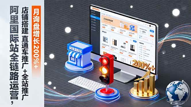 【20033】醒目老师阿里国际站全链路运营，店铺搭建+直通车推广+全站推广，月询盘增长200%+