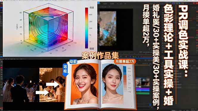 【20037】影像社PR调色实战课色彩理论+工具实操+婚礼医美30+实操案例，月接单超2万