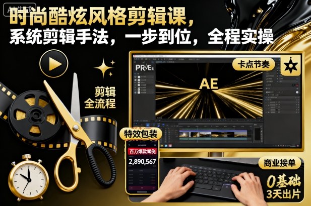 【20128】影像社时尚酷炫风格剪辑课，系统剪辑手法，一步到位，全程实操