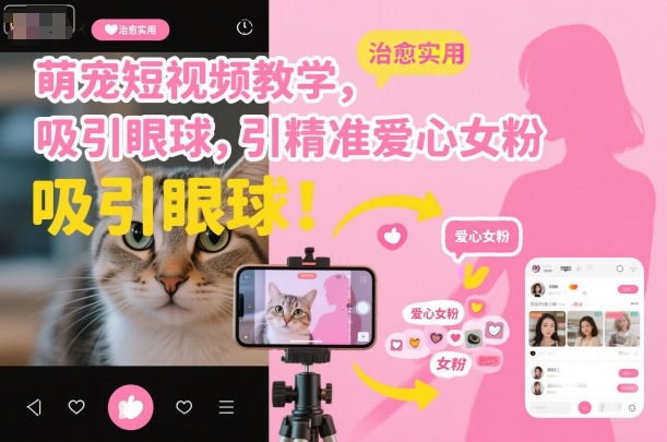 【20153】萌宠短视频教学，吸引眼球，引精准爱心女粉