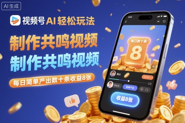【20193】视频号AI轻松玩法，制作共鸣视频，每日简单产出数十条收益8张