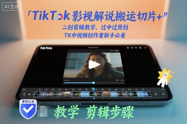 【20346】TikTok影视解说搬运切片+二创剪辑教学，过中过原创，TK中视频创作者新手必看
