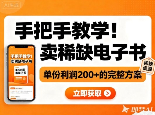 【20389】手把手教学！在小红书卖稀缺电子书，单份利润2张+的完整方案