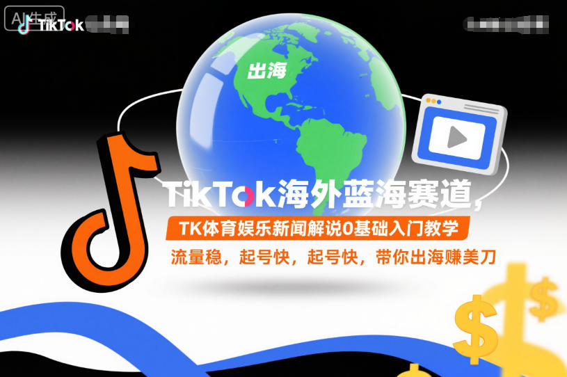 【20617】鑫潮文化TikTok海外蓝海赛道，TK体育娱乐新闻解说0基础入门教学，流量稳，起号快，带你出海賺美刀