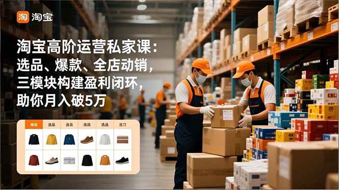 【20813】子鹏讲电商淘宝高阶运营私家课：选品、爆款、全店动销，三模块构建盈利闭环，助你月入破5万