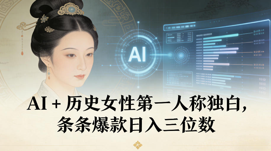 【20826】AI+历史女性第一人称独白，条条爆款日入三位数