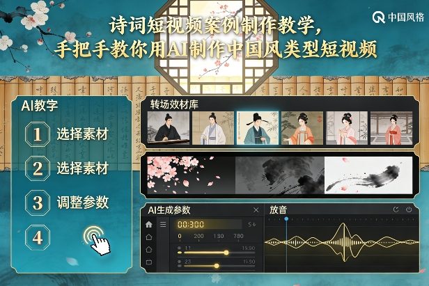 【21031】古诗词短视频案例制作教学，手把手教你用AI制作中国风类型短视频