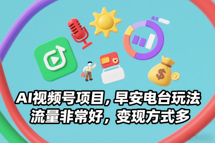 【21119】AI视频号项目，早安电台玩法，流量非常好，变现方式多