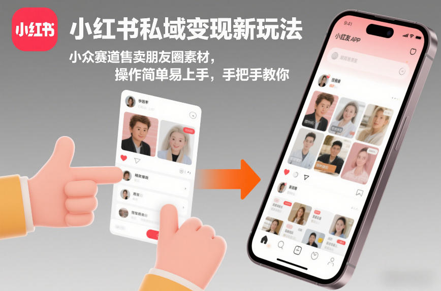 【21120】小红书私域变现新玩法，小众赛道售卖朋友圈素材，操作简单易上手，手把手教你