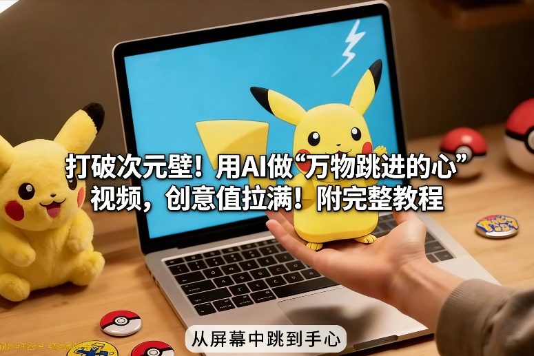【21138】打破次元壁！用AI做【万物跳进手心】视频，创意值拉满！附完整教程