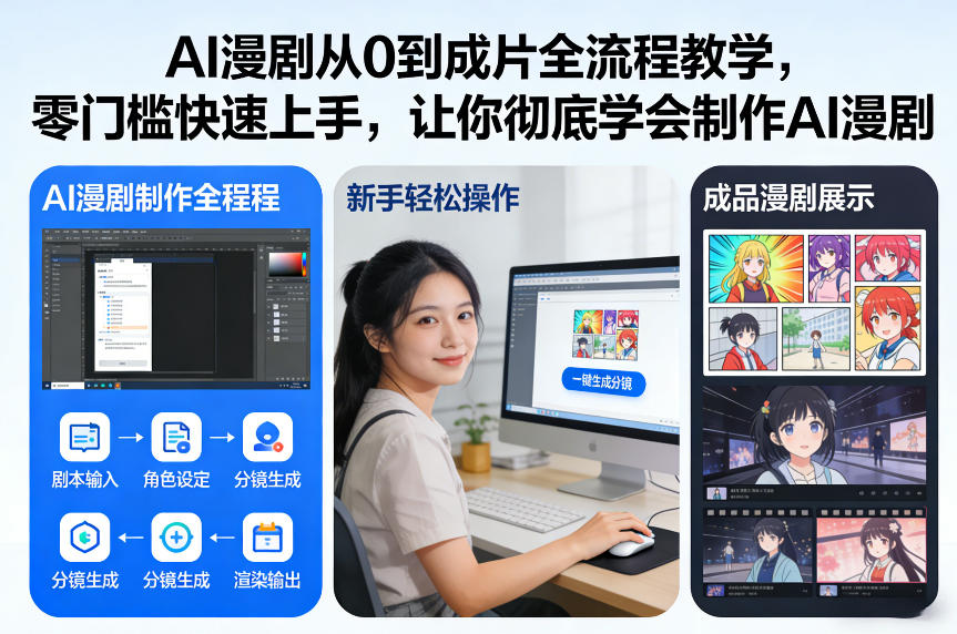 【21234】AI漫剧从0到成片全流程教学，零门槛快速上手，让你彻底学会制作AI漫剧【保姆级教程】