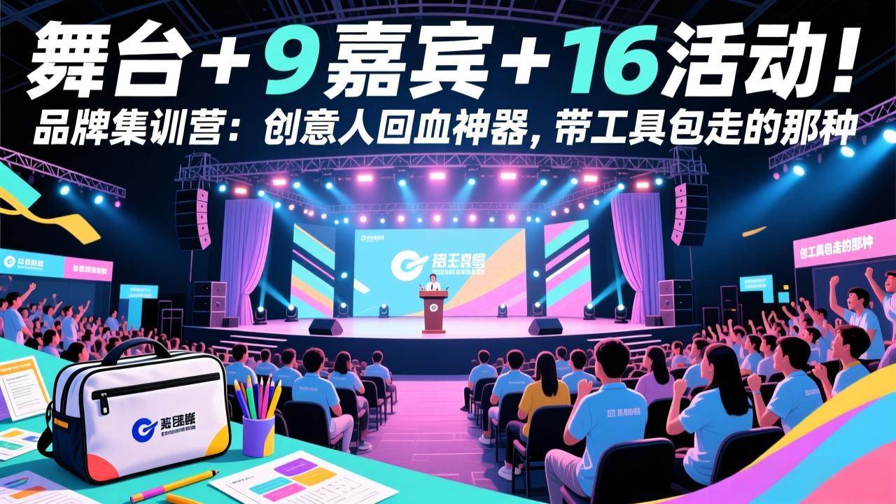 【21333】舞台 + 9 嘉宾 + 16 活动！品牌集训营：创意人回血神器，带工具包走的那种
