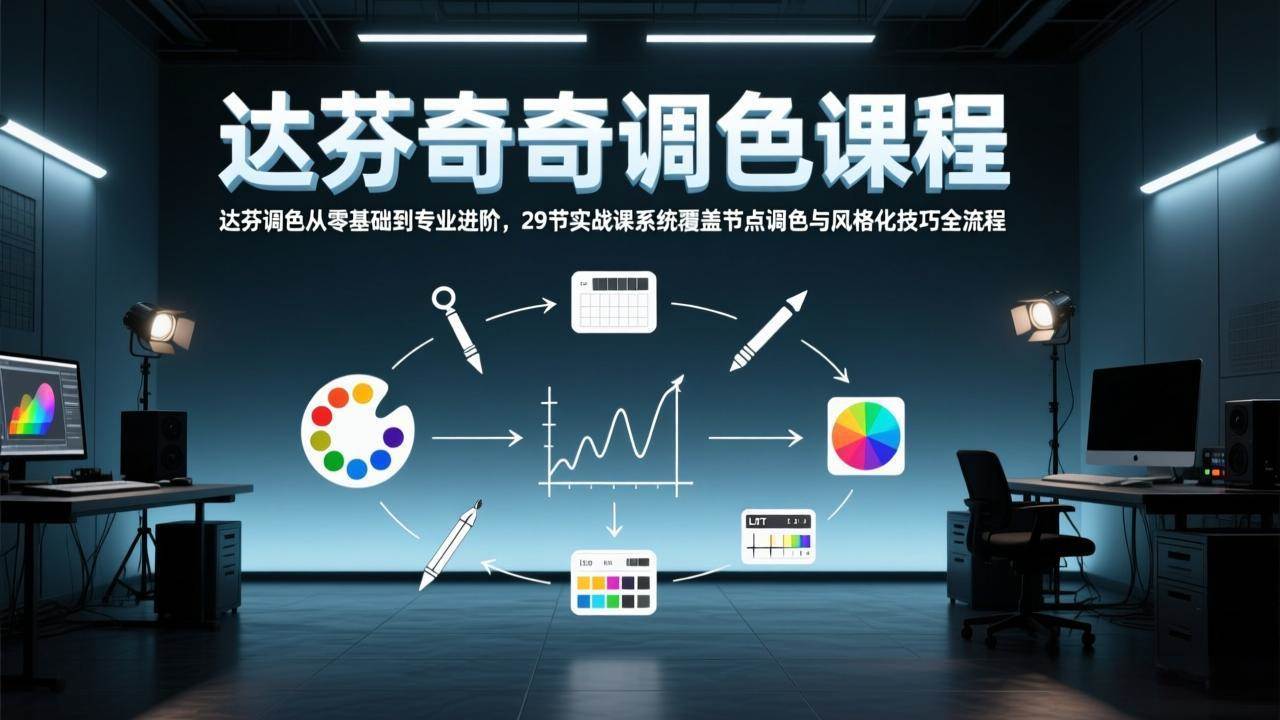 【21384】达芬奇调色从零基础到专业进阶，29节实战课系统覆盖节点调色与风格化技巧全流程