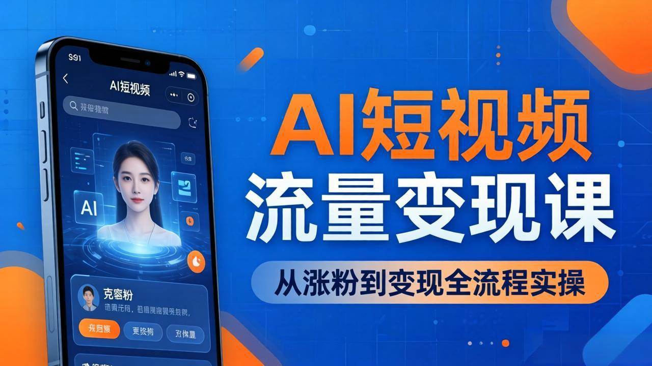 【21529】龙达传媒AI短视频流量变现课：一部手机玩转数字人克隆+爆款制作，从涨粉到变现全流程实操