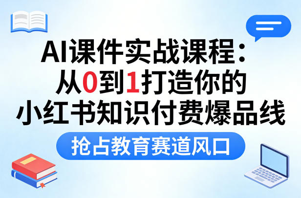 【21540】AI课件工厂实战课程，从0到1打造你的小红书知识付费爆品线，抢占教育赛道风口