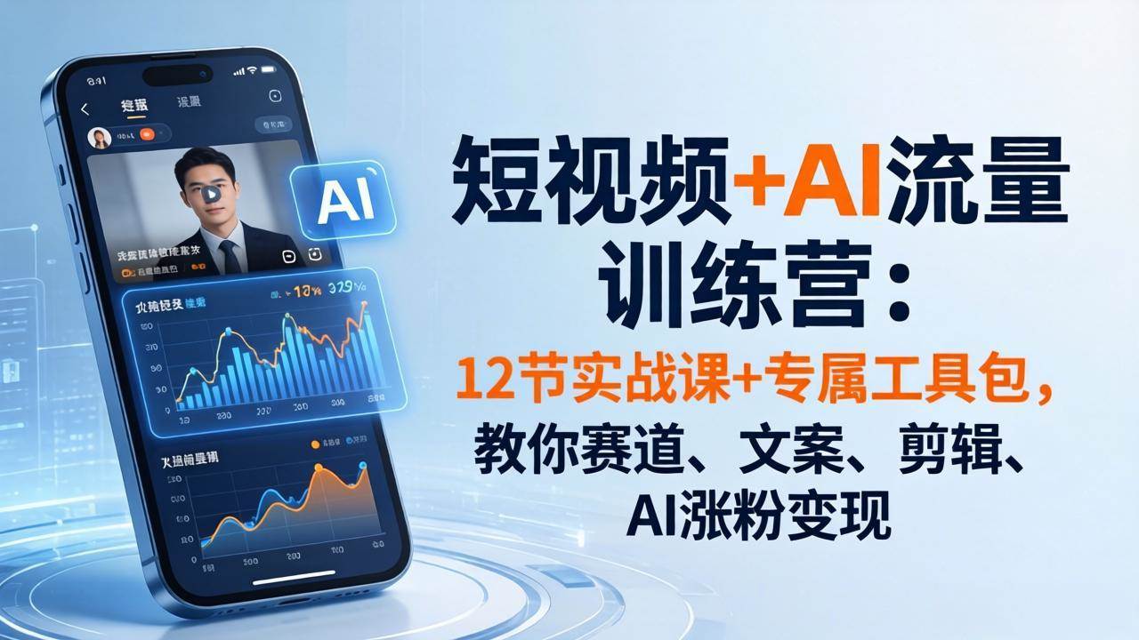 【21575】酷哥短视频+AI流量训练营：12节实战课+专属工具包，教你赛道、文案、剪辑、AI涨粉变现