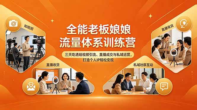 【21586】赵三观全能老板娘流量体系训练营，三天吃透短视频引流、直播成交与私域运营，打造个人IP轻松变现