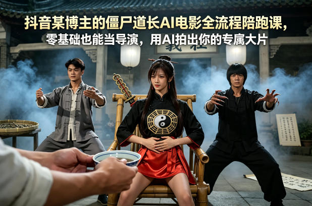 【21596】抖音猫小倩的僵尸道长AI电影全流程陪跑课，零基础也能当导演，用AI拍出你的专属大片