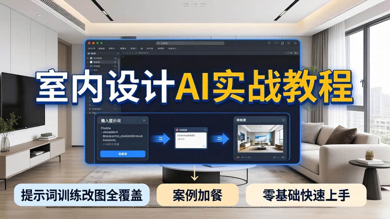 基奇大叔2026室内设计AI实战教程，提示词训练改图全覆盖，搭配案例加餐，零基础也能快速上手