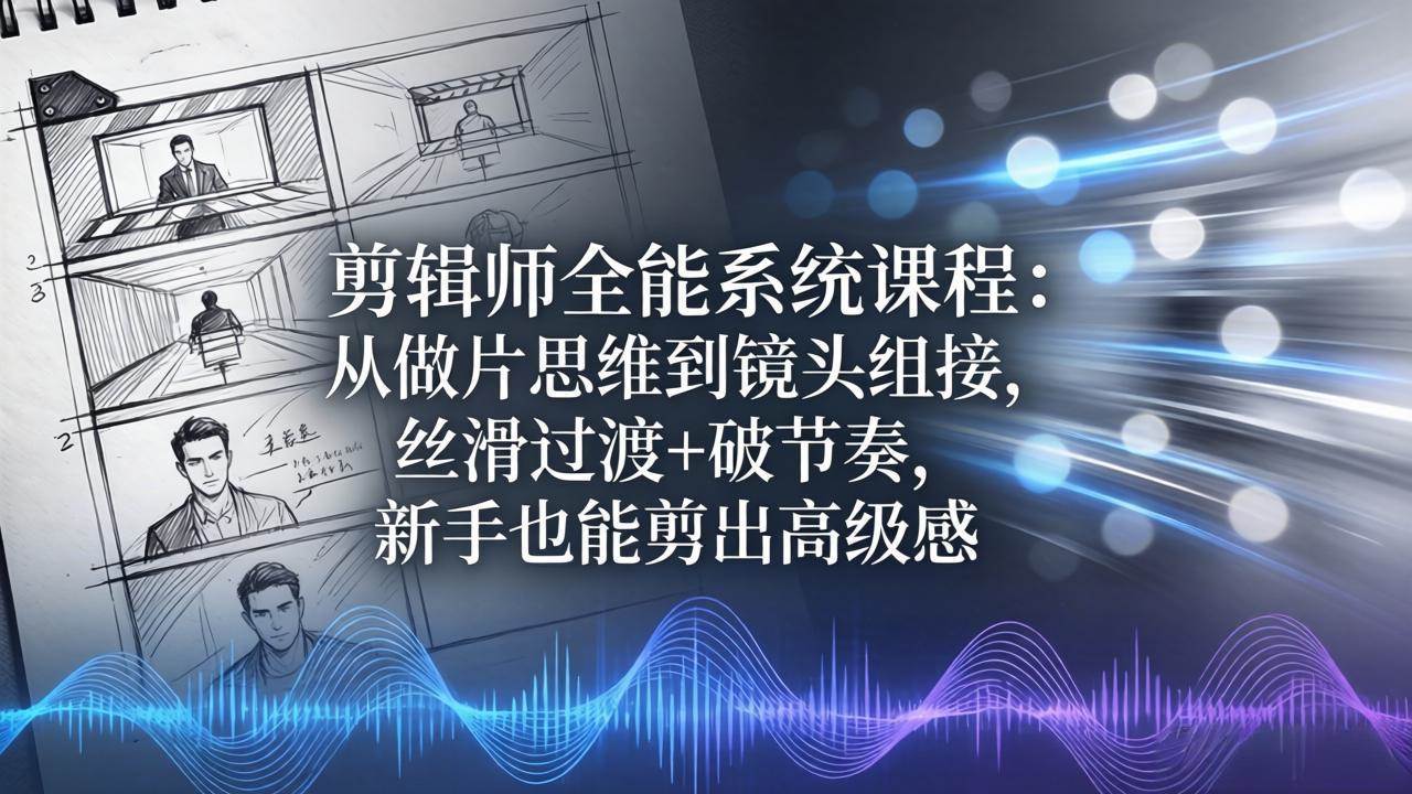 【21621】剪辑师全能系统课程：从做片思维到镜头组接，丝滑过渡+破节奏，新手也能剪出高级感